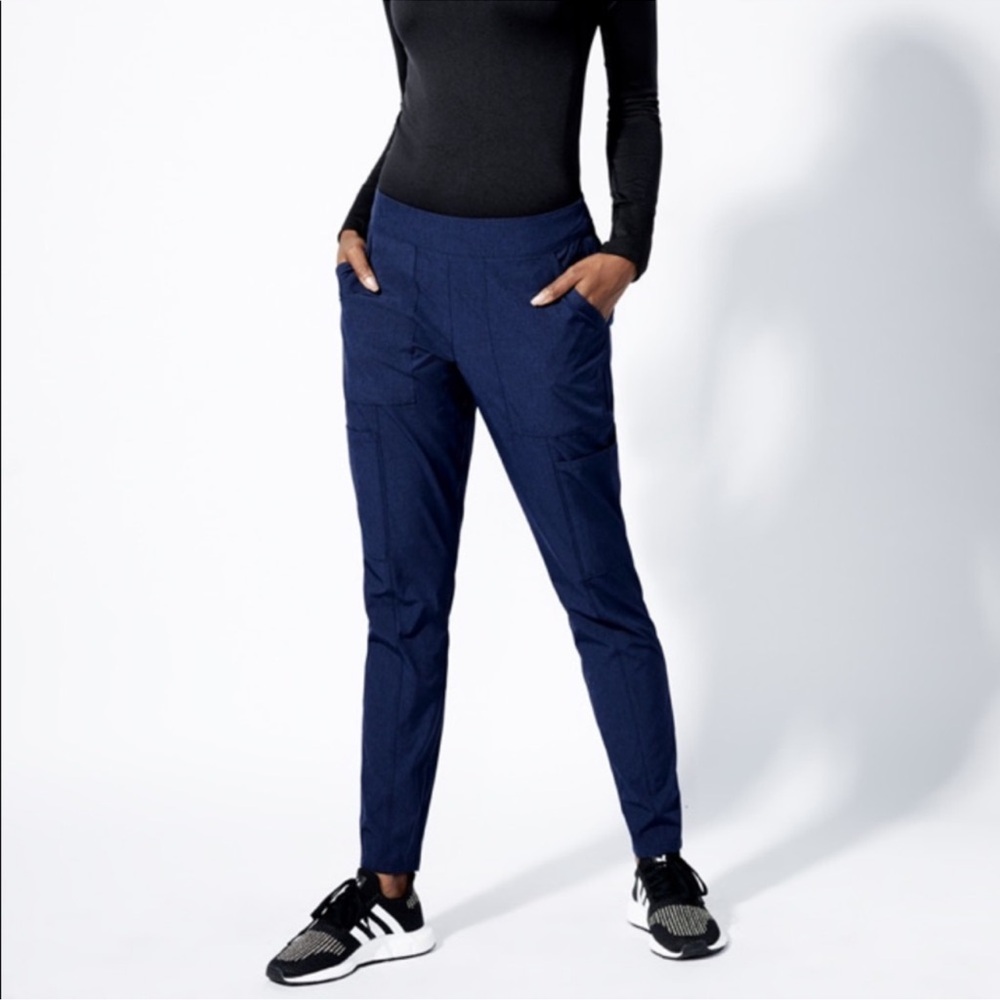 Jaanuu Stat Skinny Cargo Scrub Pant S Heathered Navy Tapered Pockets
